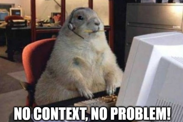 A meme of a telemarketing pursuing cybersecurity marketing leads. The leads have have limited behavioral intelligence. The caption reads,